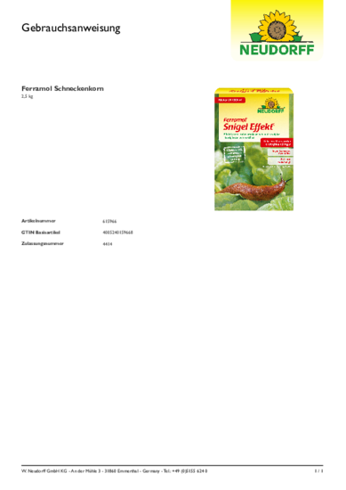 Ferramol Snigel Effekt Gebrauchsanweisung