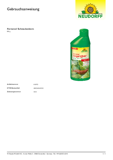 Ferramol Snigel Effekt Gebrauchsanweisung