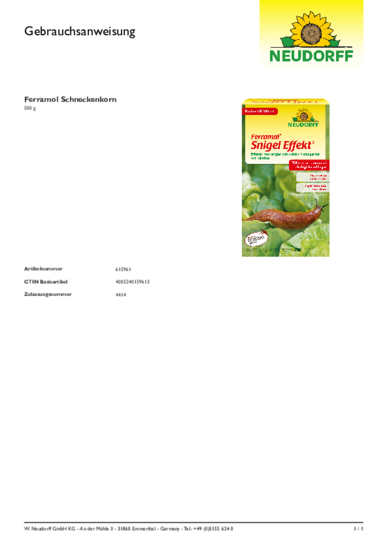 Ferramol Snigel Effekt Gebrauchsanweisung