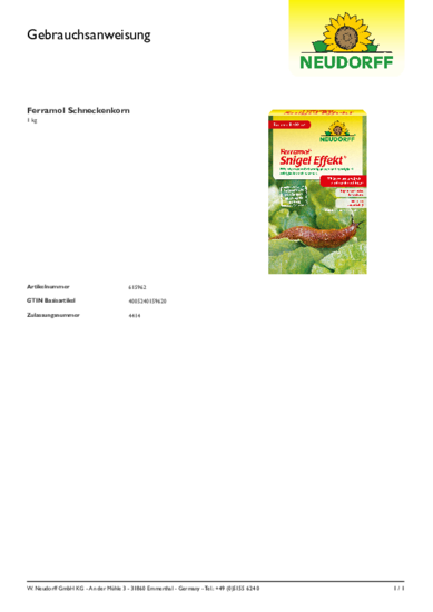 Ferramol Snigel Effekt Gebrauchsanweisung