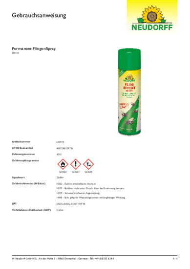 Flug Effekt Spray Gebrauchsanweisung