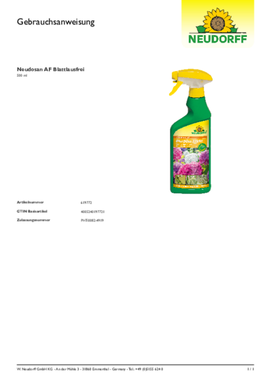 Neudosan AF Bladlöss Effekt Gebrauchsanweisung