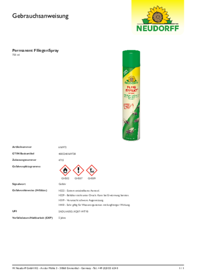 Flug Effekt Spray Gebrauchsanweisung